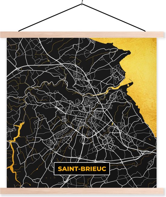Porte-affiche avec affiche - Affiche scolaire - France - Saint-Brieuc - Plan de ville - Carte - Carte - 40x40 cm - lattes vierges