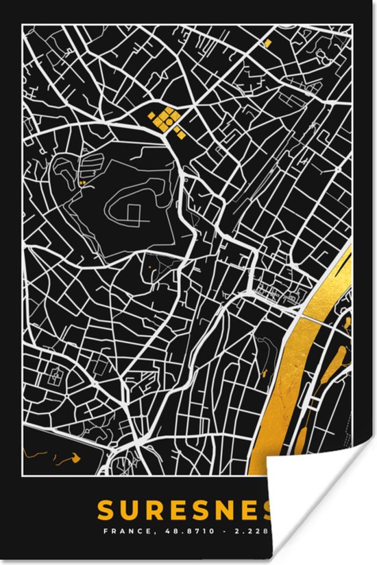 Affiche France - Suresnes - Plan de ville - Plan - Plan d'étage - 80x120 cm