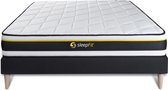 Complete boxspring met matras tweepersoons- Sleepfit Soft zwart - X-Active schuim met microluchtcellen - 200 x 200 cm