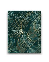 Schilderij  Gouden botanische bananen bladeren - rechts / Planten / Bladeren / 40x30cm