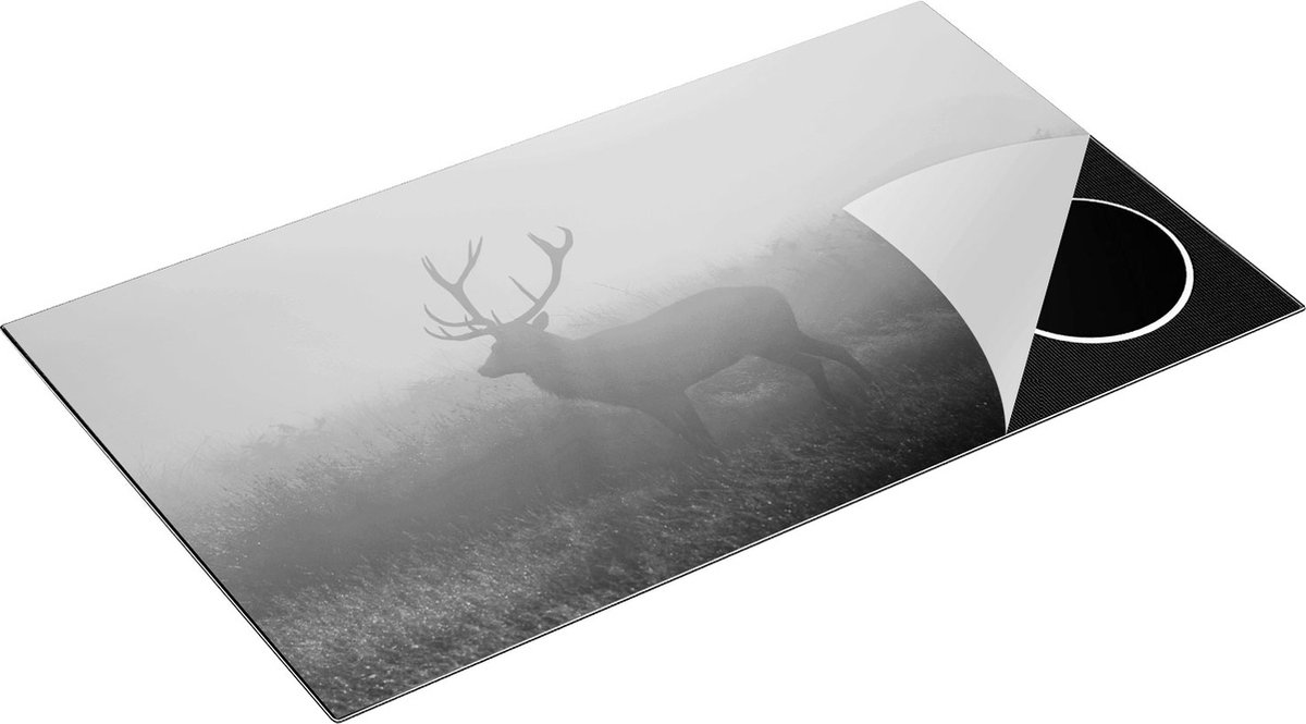 Chefcare Inductie Beschermer Hert tijdens de Mist - Zwart Wit - 91,6x52,7 cm - Afdekplaat Inductie - Kookplaat Beschermer - Inductie Mat