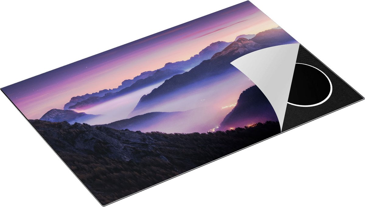 Chefcare Inductie Beschermer Bergen Landschap in Italië tijdens Zonsondergang - 78x52 cm - Afdekplaat Inductie - Kookplaat Beschermer - Inductie Mat