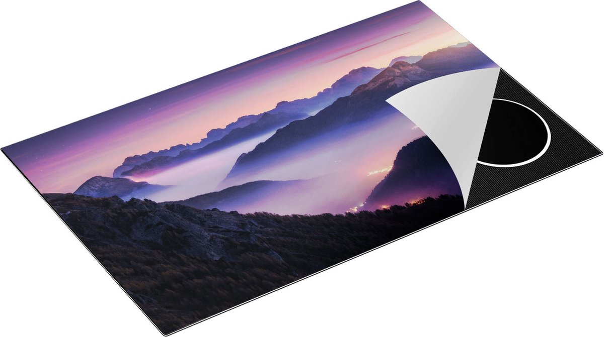 Chefcare Inductie Beschermer Bergen Landschap in Italië tijdens Zonsondergang - 85x50 cm - Afdekplaat Inductie - Kookplaat Beschermer - Inductie Mat