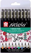 Feutre avec stylo pinceau Bruynzeel Sakura Pigma pochette de 9 couleurs | 6 pièces