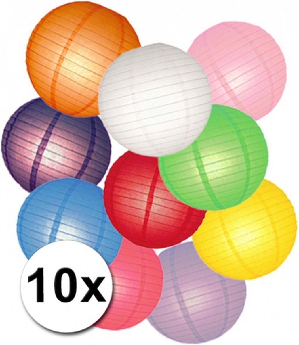 Gekleurde lampionnen pakket 10 stuks
