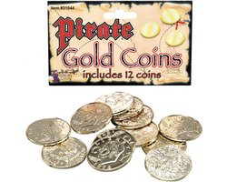 Gouden piraten schat carnaval munten - 12x stuks - Verkleed accessoires piraat volwassenen - plastic