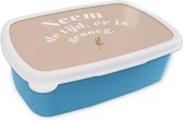 Broodtrommel Blauw - Lunchbox - Brooddoos - Spreuken - Quotes - Neem de tijd, er is genoeg - WC - Planten - 18x12x6 cm - Kinderen - Jongen