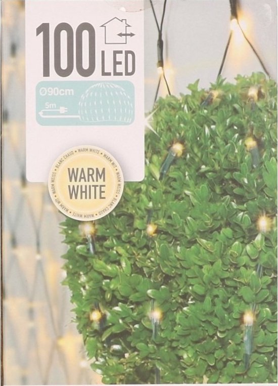 2x Kerstverlichting warm wit Buxus struik verlichting 90 cm binnen/buiten - 100 witte kerstlampjes - Kerstversiering/kerstdecoratie