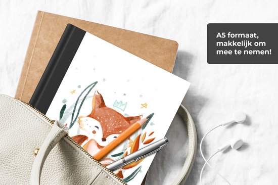 Notitieboek - Schrijfboek - Illustratie van een baby vos - Notitieboekje klein - A5 formaat - Schrijfblok