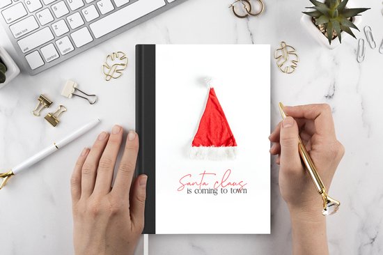 Cahier - Cahier d'écriture - Hiver - Rouge - Bonnet de Noel - Cahier - Format A5 - Bloc-notes - Cadeaux Sinterklaas - Distribution de cadeaux pour enfants - Cadeaux chaussures - Petits cadeaux