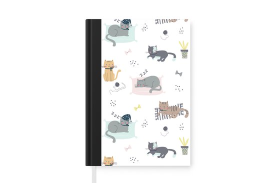 Notitieboek - Schrijfboek - Katten - Huisdieren - Patronen - Notitieboekje klein - A5 formaat - Schrijfblok