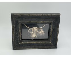 Fotolijst antiek zwart Schotse Hooglander maat S 20 x 16 cm | 121265 | Home Sweet Home | Stoer & Sober Landelijke Woonstijl