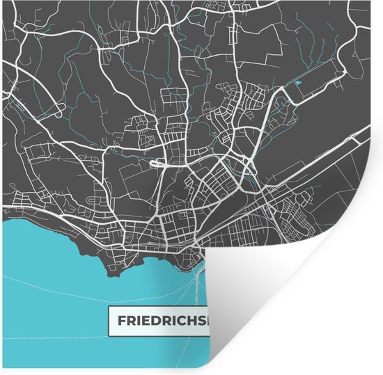 Stickers muraux - Allemagne - Blauw - Friedrichshafen - Plan de la ville - Carte - Plan d'étage - 50x50 cm - Feuille adhésive