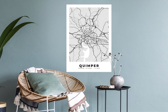 Stickers Stickers muraux - Carte - Plan de ville - France - Quimper - Carte - 40x60 cm - Film adhésif