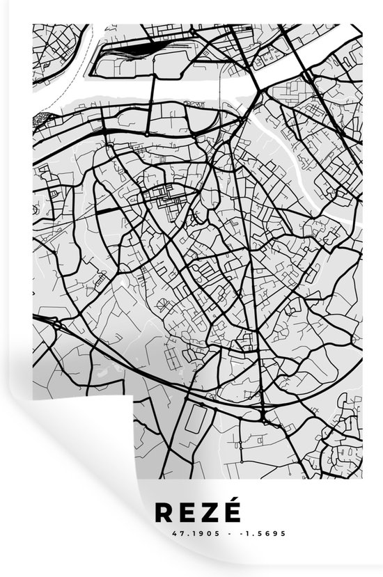 Stickers muraux - Carte - Plan de ville - Rezé - Carte - France - 40x60 ...