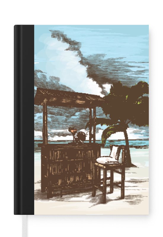 Carnet - Carnet d'écriture - Plage - Cabane - Palmier - Carnet - Format A5 - Bloc-notes