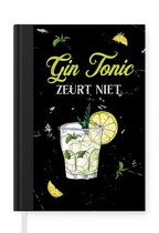 Notitieboek - Schrijfboek - Gin Tonic - Glas - Zwart - Notitieboekje klein - A5 formaat - Schrijfblok - Cadeau voor vrouw - Cadeau voor man