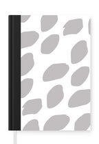 Notitieboek - Schrijfboek - Illustratie van een patroon met grijze stippen op een witte achtergrond - Notitieboekje klein - A5 formaat - Schrijfblok
