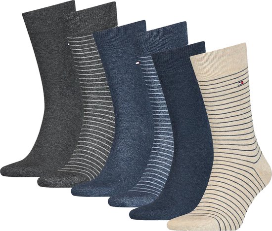 Tommy Hilfiger Sokken Heren Small Stripe Antraciet/Jeans/Beige - 6 Paar  sokken - Maat... | bol.com