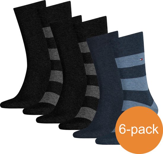 Tommy Hilfiger Sokken Heren Rugby Black/Dark Navy/Jeans - 6 Paar sokken -  Maat 39/42 | bol.com