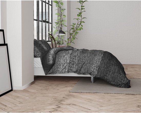 Dreamhouse Flanel Gradient Knits - Dekbedovertrekset - Lits-Jumeaux - 240x200/220 + 2 kussenslopen 60x70 - Antraciet van Dreamhouse — afbeelding 3