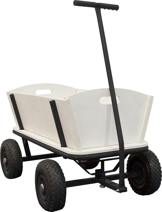 Sunny Billy Beach Wagon Bolderkar Antraciet - Blank hout - Bolderwagen met luchtbanden - 94x61x97cm
