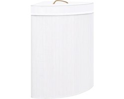 vidaXL - Hoekwasmand - 60 - L - bamboe - wit
