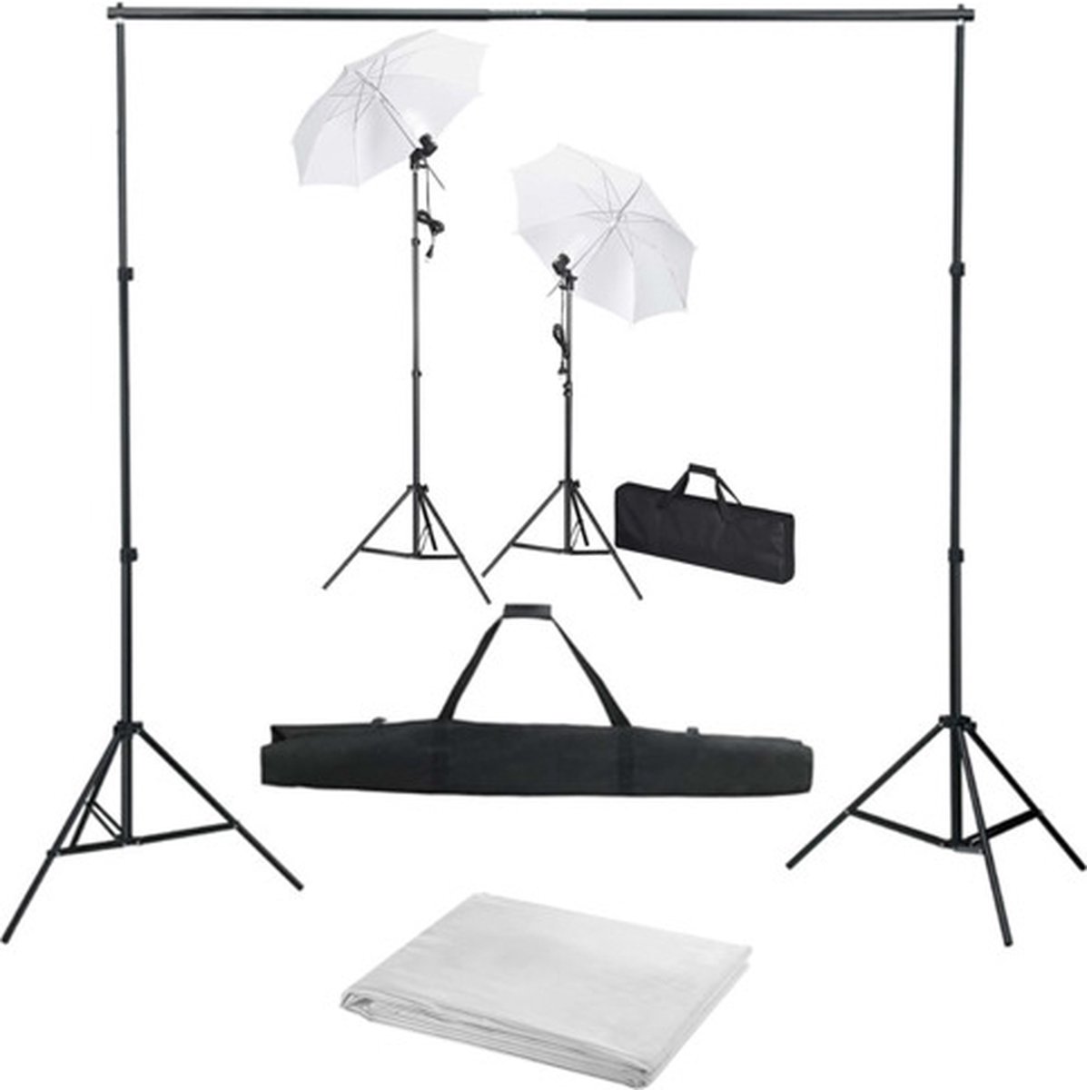 vidaXL Fotostudioset met achtergrond. lampen en paraplu's
