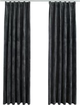 vidaXL - Gordijnen - verduisterend - 2 - st - met - haken - 140x175 - cm - fluweel - antraciet