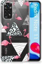 Leuk TPU Back Cover Xiaomi Redmi 10 | Redmi Note 11 4G GSM Hoesje Doorzichtig Flamingo Triangle