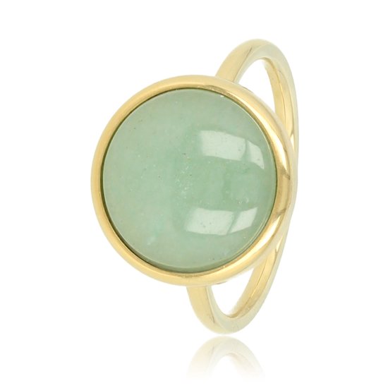 Ring goudkleurig met Green Fluorite edelsteen - Goudkleurige ring - groene Fluorite - zelfvertrouwen & focus - Met luxe cadeauverpakking