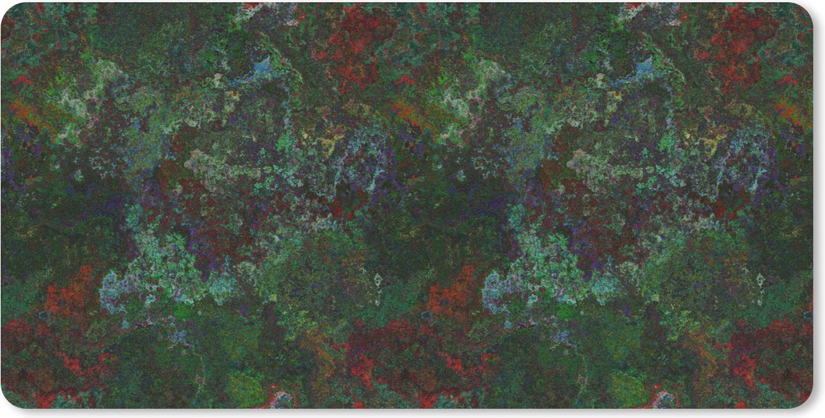 Muismat XXL 100x50 cm - Bureau onderlegger - Bureau mat Patroon - Verf - Abstract - Groen - Bureaumat - Gaming mousepad xl - Bureaulegger groot - Computer deskmat