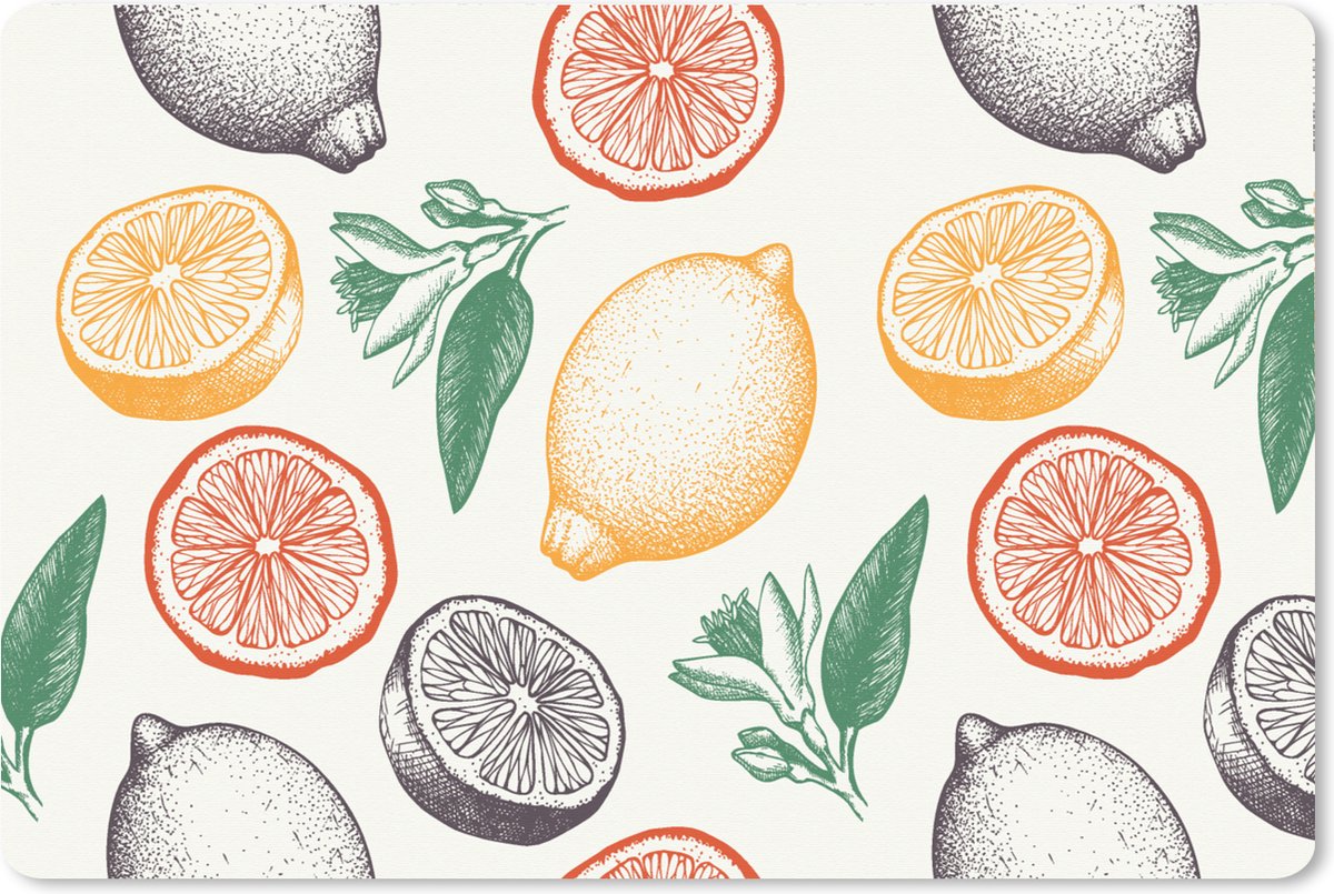 Muismat XXL 90x60 cm - Bureau onderlegger - Bureau mat Fruit - Vintage - Keuken - Patronen - Bureaumat - Gaming mousepad xl - Bureaulegger groot - Computer deskmat