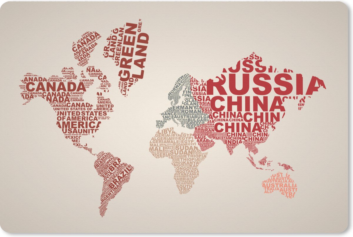 Muismat XXL 120x80 cm - Bureau onderlegger - Bureau mat Wereldkaart - Letters - Kleuren - Bureaumat - Gaming mousepad xl - Bureaulegger groot - Computer deskmat