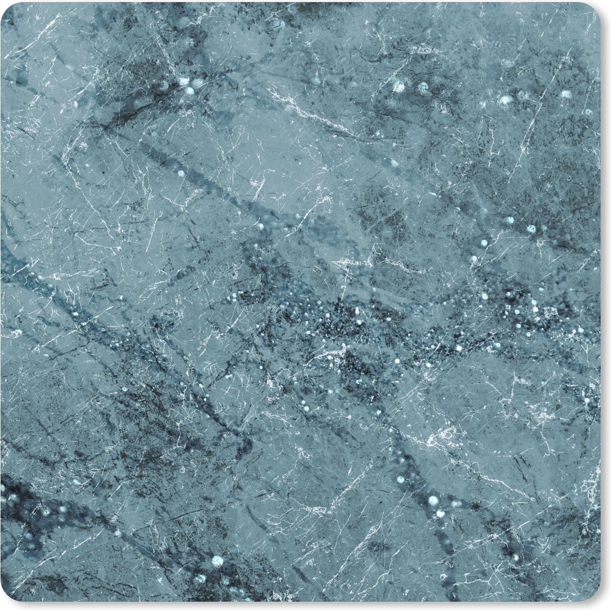 Muismat XXL 40x40 cm - Bureau onderlegger - Bureau mat Marmer - Blauw - Glitters - Bureaumat - Gaming mousepad xl - Bureaulegger groot - Computer deskmat