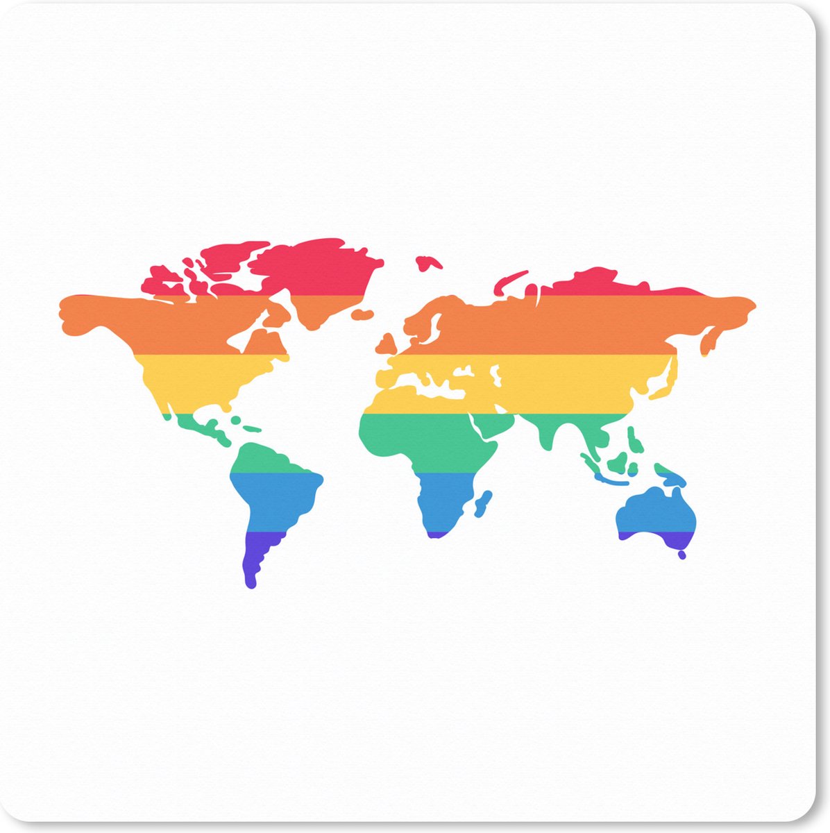 Muismat XXL 40x40 cm - Bureau onderlegger - Bureau mat Kaart - Wereld - Regenboog - Bureaumat - Gaming mousepad xl - Bureaulegger groot - Computer deskmat