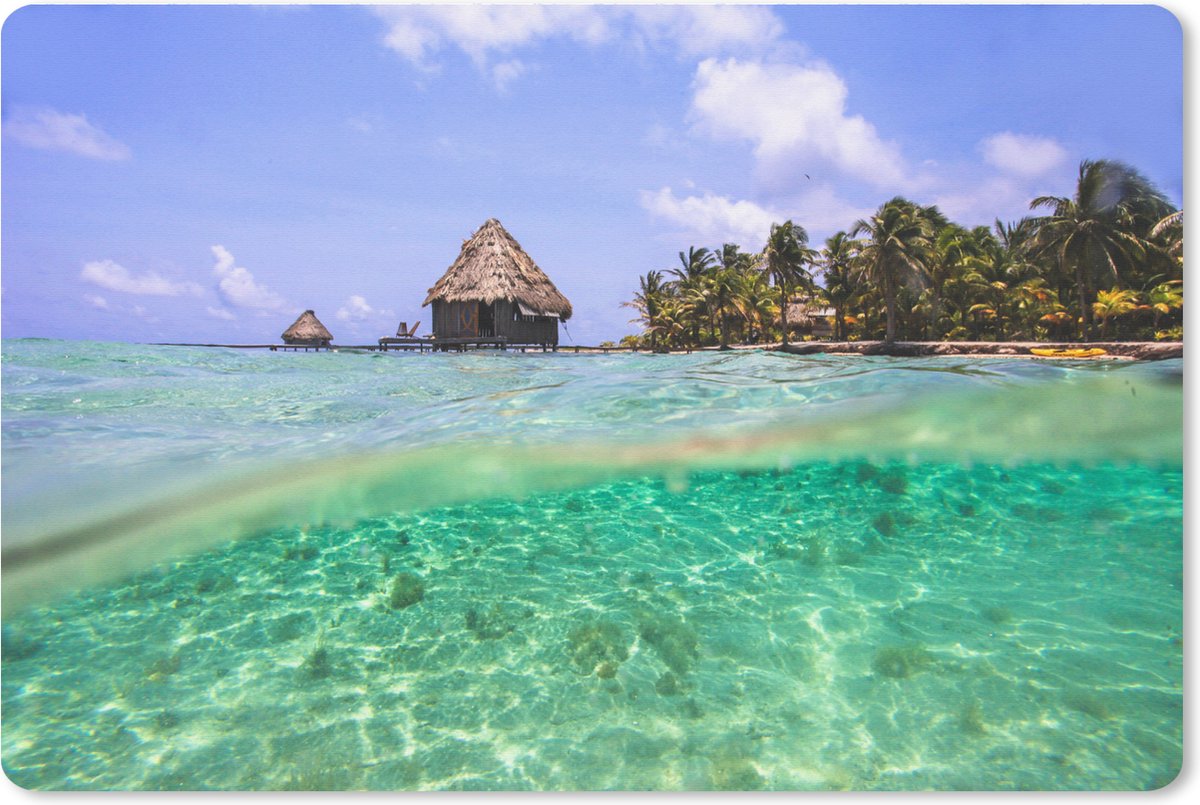 Muismat XXL 90x60 cm - Bureau onderlegger - Bureau mat Schitterende blauwe zee bij de Glover’s Reef in Belize - Bureaumat - Gaming mousepad xl - Bureaulegger groot - Computer deskmat