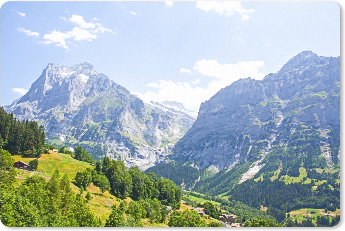 Muismat XXL 90x60 cm - Bureau onderlegger - Bureau mat Panorama over de berg Junfrau bij Eiger in Zwitserland - Bureaumat - Gaming mousepad xl - Bureaulegger groot - Computer deskmat