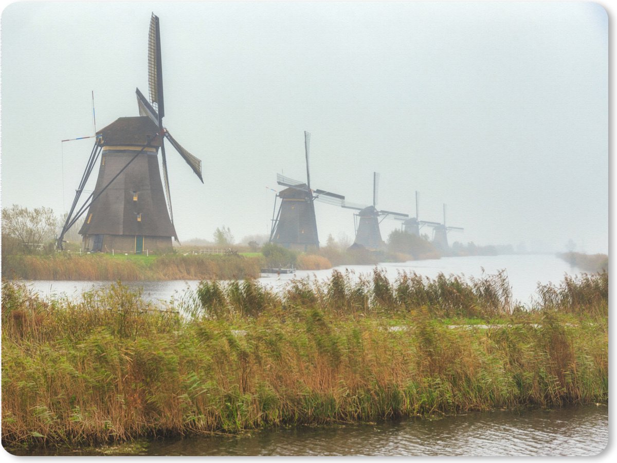 Muismat XXL 80x60 cm - Bureau onderlegger - Bureau mat De eeuwenoude Molens van Kinderdijk in Nederland - Bureaumat - Gaming mousepad xl - Bureaulegger groot - Computer deskmat
