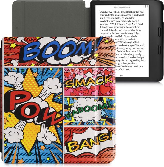 kwmobile e-reader hoesje geschikt voor Kobo Libra 2 hoes - E reader flip case met magnetische sluiting - Ereader cover - Stripboek design in meerkleurig van kwmobile — afbeelding 2