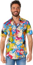 OppoSuits SHIRT Short Sleeve Nickelodeon™ Cartoons - Heren Korte Mouwen Overhemd - 90s Casual Shirt Nick Toons - Meerkleurig - Maat EU 43/44