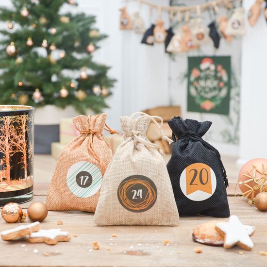 Foto: Vulbare adventskalender 24 geschenkzakken diy kerstversiering complete knutselkit