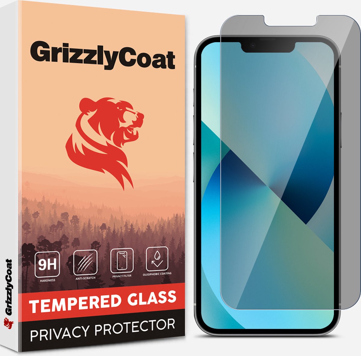 GrizzlyCoat - Screenprotector geschikt voor Apple iPhone 13 Pro Glazen | GrizzlyCoat Easy Fit AntiSpy Screenprotector Privacy - Case Friendly + Installatie Frame
