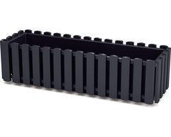 Prosperplast Plantenbak/bloembak Fence look - kunststof - antraciet - 58 x 18 x 16 cm