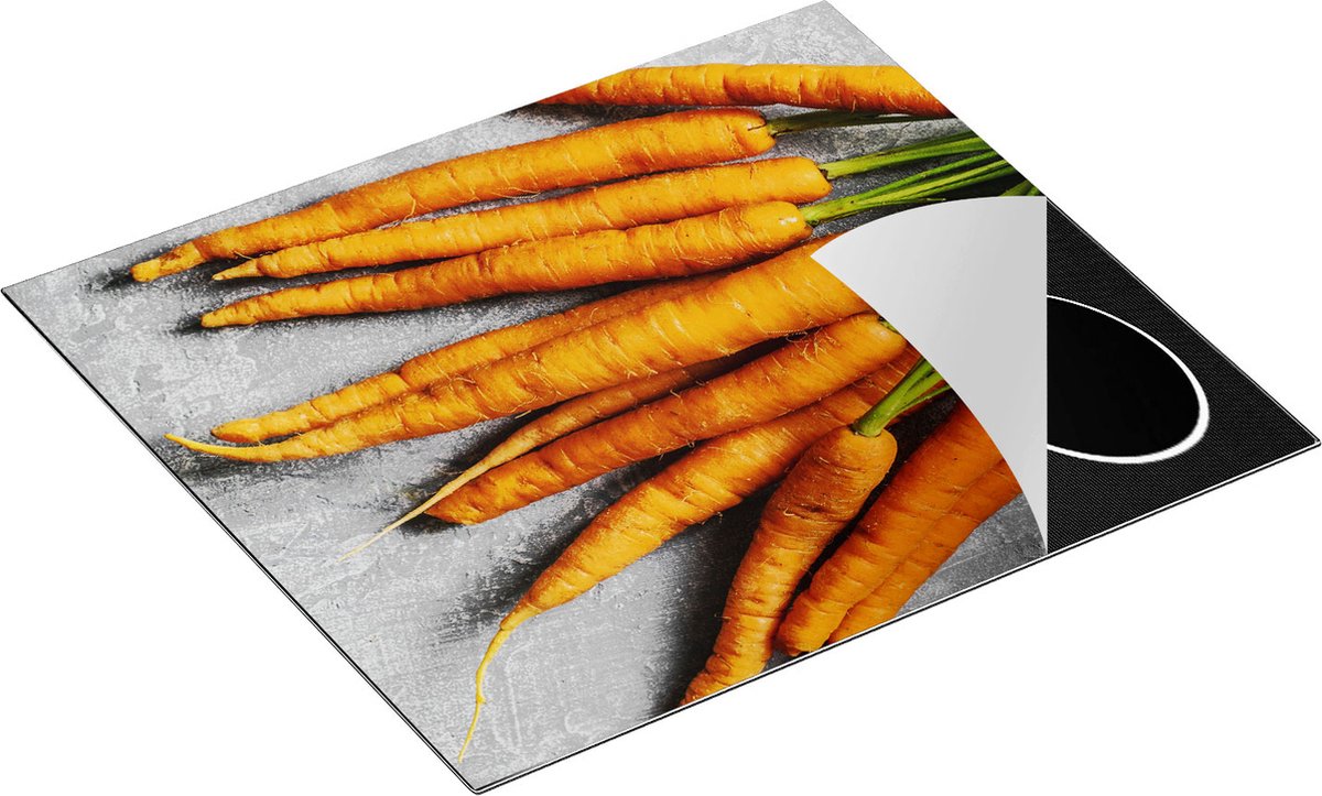 Chefcare Inductie Beschermer Wortels op Grijze Marmer - 60x55 cm - Afdekplaat Inductie - Kookplaat Beschermer - Inductie Mat