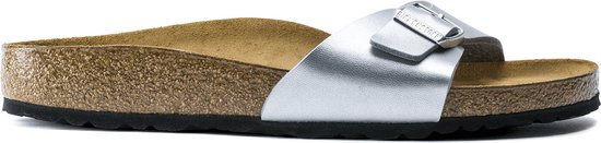 Birkenstock Madrid Dames Slippers Silver Regular-fit | Zilver | Imitatieleer | Maat 40 | 040411