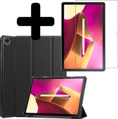 Hoes Geschikt voor Lenovo Tab M10 Plus 3rd Gen Hoes Luxe Hoesje Book Case Met Screenprotector - Hoesje Geschikt voor Lenovo Tab M10 Plus (3e Gen) Hoes Cover - Zwart .