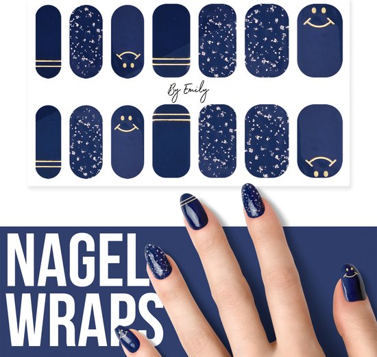 By Emily - Nagel wrap - Shiny Smiley | Moederdag cadeaus | 14 stickers per vel | Nail wrap | Nail art | Trendy | Design | Nagellakvrij | Eenvoudig | Nagel art | Nagel wrap | Nagel stickers | Folie | Zelfklevend | Sjablonen