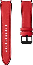 Bracelet en cuir (rouge), adapté pour Samsung Galaxy Watch 4 Classic (42 & 46 mm), Watch 4 (40 & 44 mm), Watch 3 (41 mm), Watch Active 2 (40 & 44 mm), Watch Active (40 mm), Montre (42 mm)