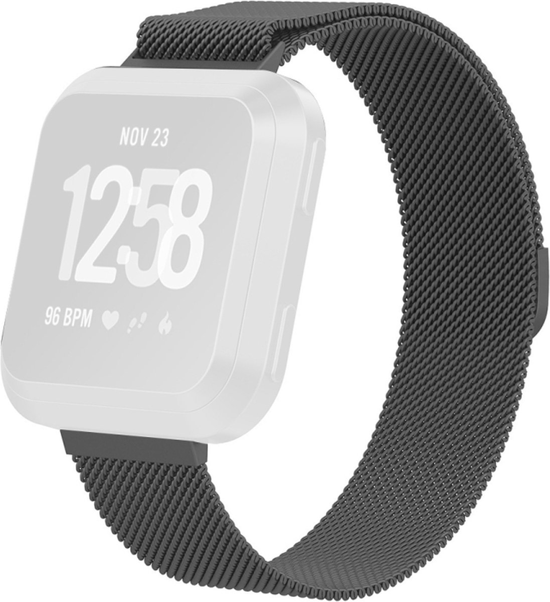 Milanees bandje - geschikt voor Fitbit Versa / Versa 2 - maat M/L - grijs